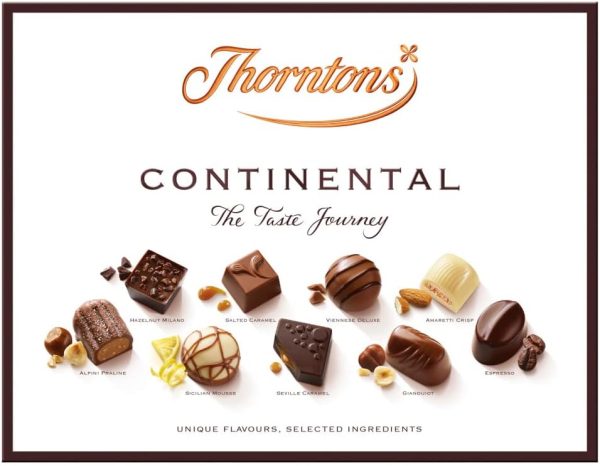 Thorntons Continental, Chocolate Gift, Unique Flavours Milk, White, Dark Chocolate, 264g