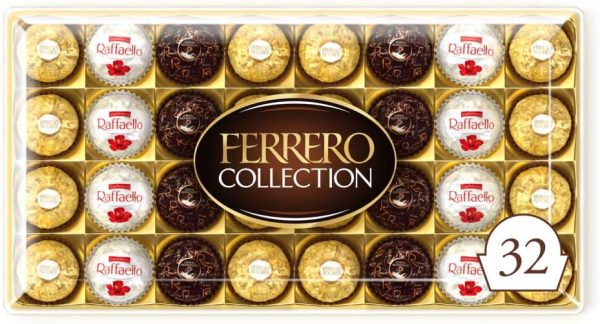 Ferrero Collection Pralines, Mothers Day Gift, Assorted Rocher, Gifts for Mum's Day, Coconut Raffaello and Dark Chocolate Rondnoir, Box of 32 (359g)