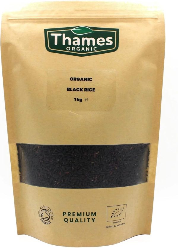 Organic Black Rice 1kg - No Additives, No Preservatives, Raw, Vegan, High Protein, GMO-Free - A Nutritious and Delicious Addition to Any Meal - Thames Organic