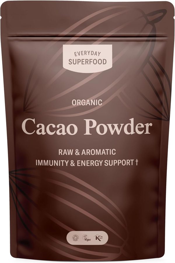 Organic Cacao Powder 190g Ceremonial Low Cadmium Coco Raw & Unsweetened, Single Origin, Ideal for Hot Chocolate & Baking, Available in Bulk, 1kg & 190g Cacao