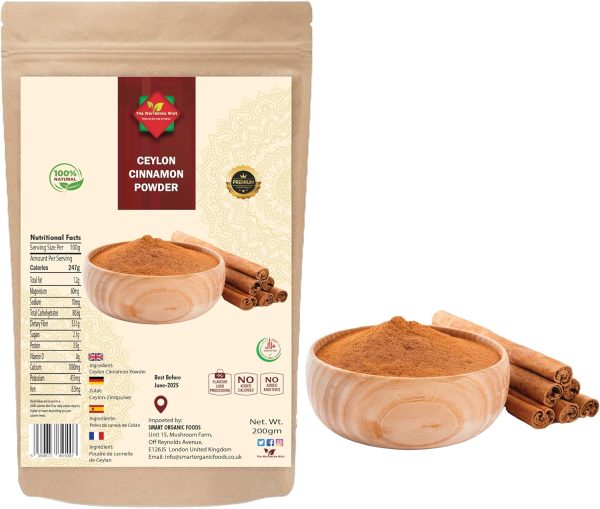 Ceylon Cinnamon Powder 200G | Ethically Sourced 100% Authentic True Ceylon | Cinnamon Ground | Dalchini Powder | Premium Quality | Natural | Non GMO| Vegan | No additives